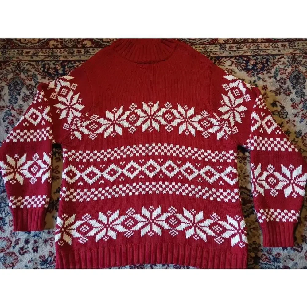 Danielle Martin Red White Snowflake Christmas Sweater XL